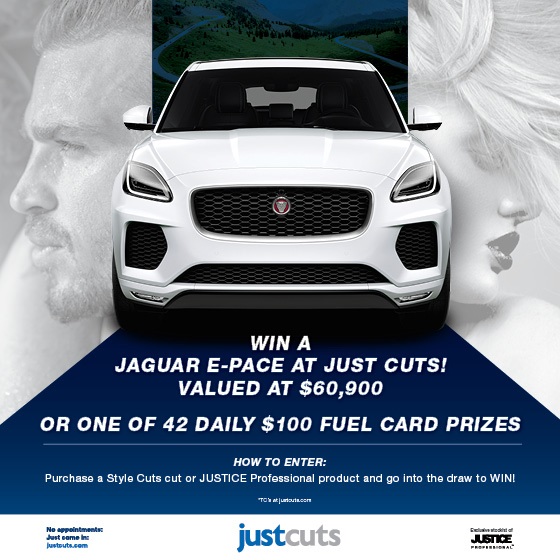 <p>Did you hear the exciting news?! Just Cuts is giving away a Jaguar E-pace valued at $60,900! Visit the salon and purchase any Style Cut or JUSTICE Professional product and you can enter the draw for your chance to WIN. 42x daily $100 fuel card prizes are also up for grabs! We guess we’ll see you soon. 😉</p>
<p> </p>
<p>*Giveaway closes September 8<sup>th</sup> 2019 at 11:59pm AEST. See justcuts.com for full terms and conditions</p>
<p> </p>
