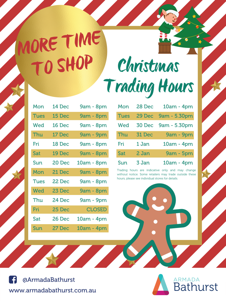 Christmas Trading Hours 2020 Armada Bathurst
