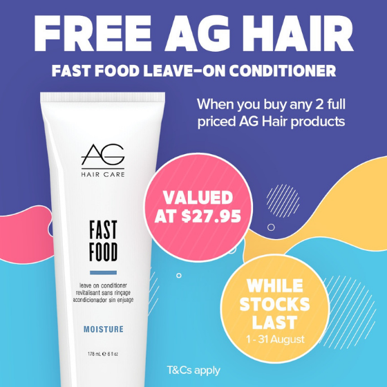 <p><em>It’s AG August at Price Attack. Simply buy any 2 full price AG Hair products to receive a FREE AG Hair Fast Food Leave-on Conditioner 178ml valued at $27.95. </em></p>
<p><em>Hurry! Only while stocks last.  Offer ends 31<sup>st</sup> August 2021.</em></p>
<p><em> </em><em>Visit priceattack.com.au for T&Cs.</em></p>
