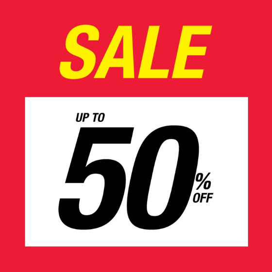 <p>Shop your favourite styles up to 50% off!</p>
<p>Until Stock last!</p>
