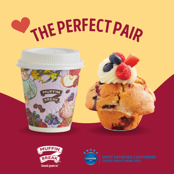 <p>Indulge in a freshly baked muffin with a barista made coffee combo for just $8.50 at Muffin Break today. You can’t go wrong with this combo!</p>

