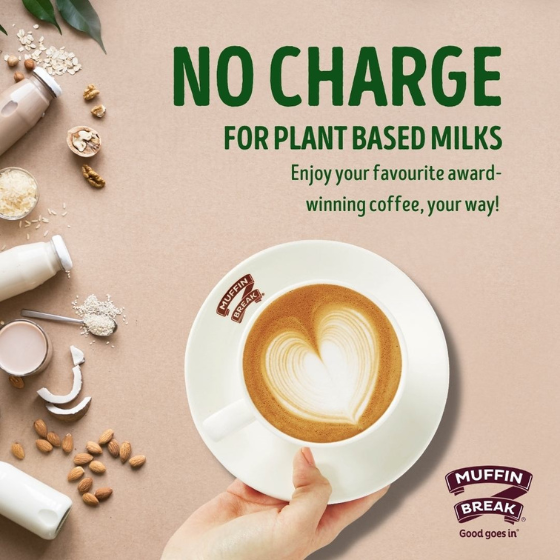 <p>Muffin Break promise to add a little goodness to you every day!</p>
<p>Whatever your milk preference, feel good knowing that Muffin Break don’t charge you extra for alternative and plant based milks!</p>
