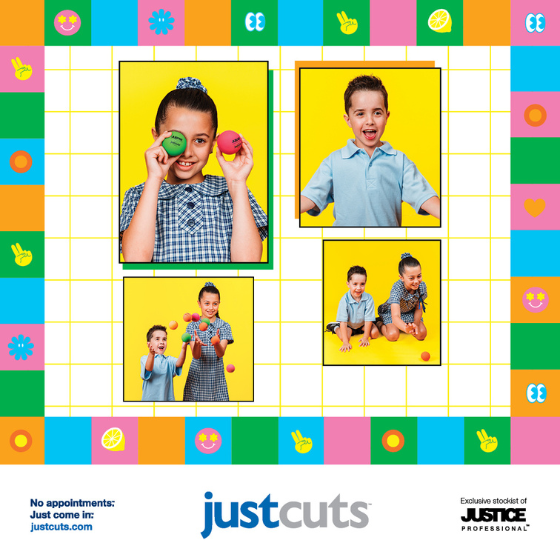 <p><strong>BOUNCE INTO BACK TO SCHOOL WITH JUST CUTS </strong><br />
<strong><em>FREE handball when you purchase any 2x JUSTICE Professional products with your Style Cut. </em></strong></p>
