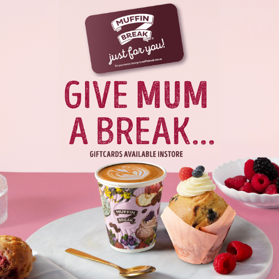 <p>Head into Muffin Break and purchase a gift card for mum, and give her a break that’s worth it this Mother’s Day!</p>
